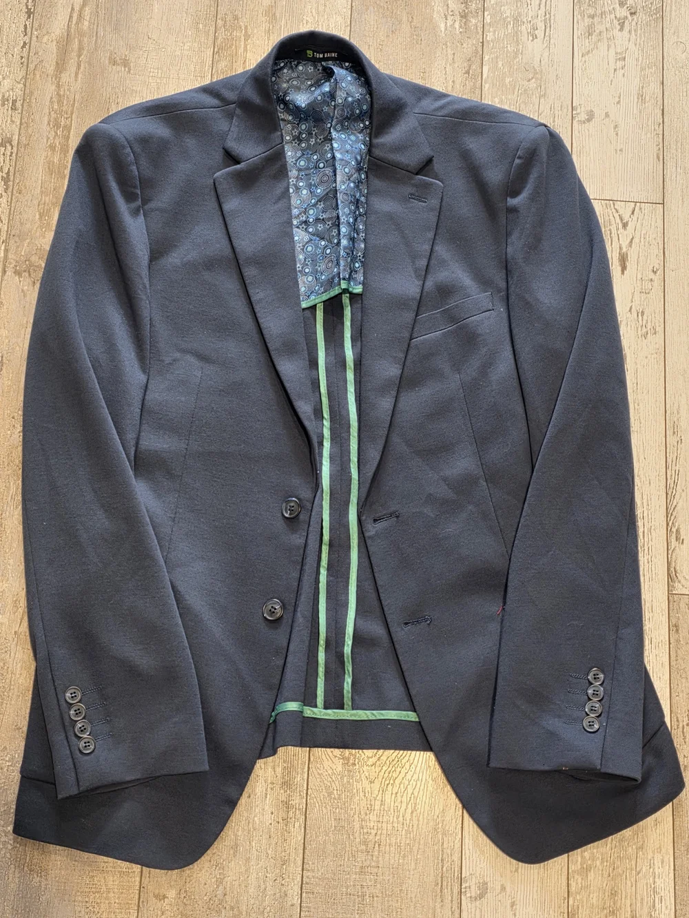 42L Men's Tom Baine Unconstructed Casual Blazer Blue Cotton Flex Sport Coat
